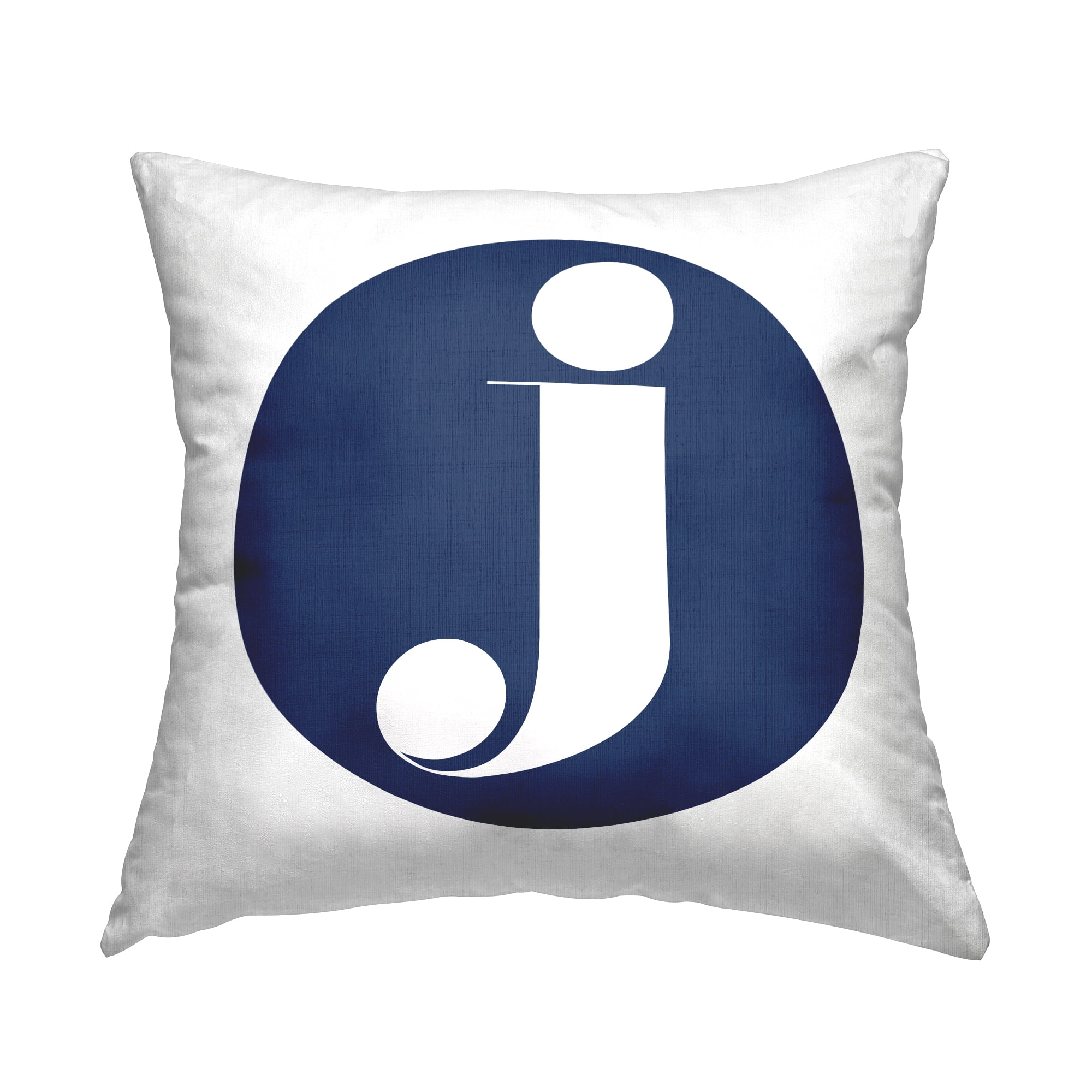 Stupell Industries Blue Circle Letter J Square Decorative Printed Throw Pillow, 18 x 18