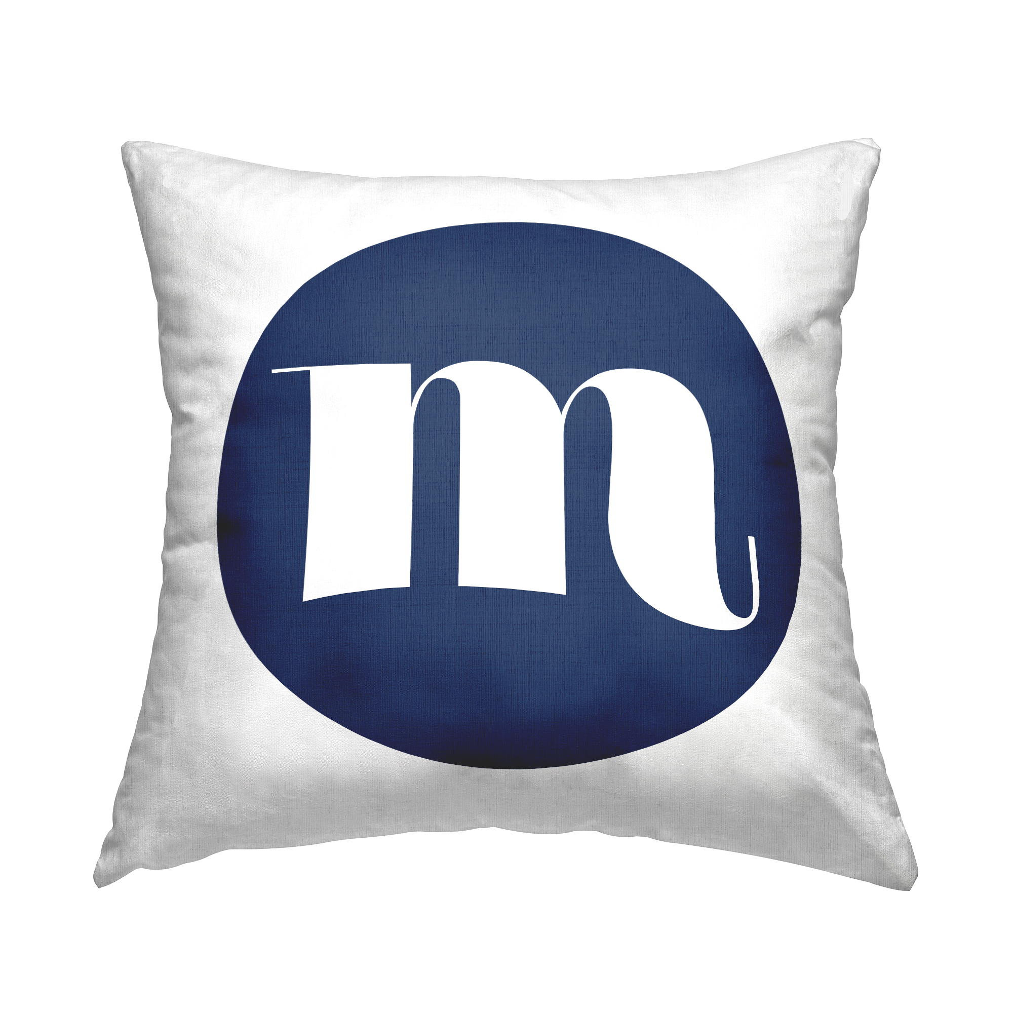 Stupell Industries Blue Circle Letter M Square Decorative Printed Throw Pillow, 18 x 18