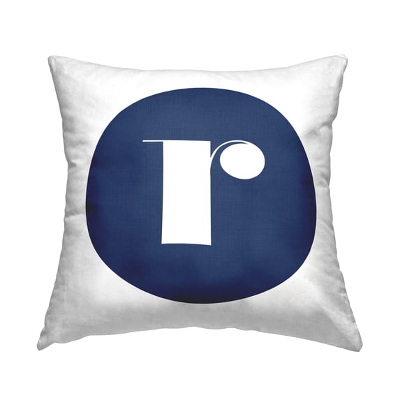 Stupell Industries Blue Circle Letter R Square Decorative Printed Throw Pillow, 18 x 18
