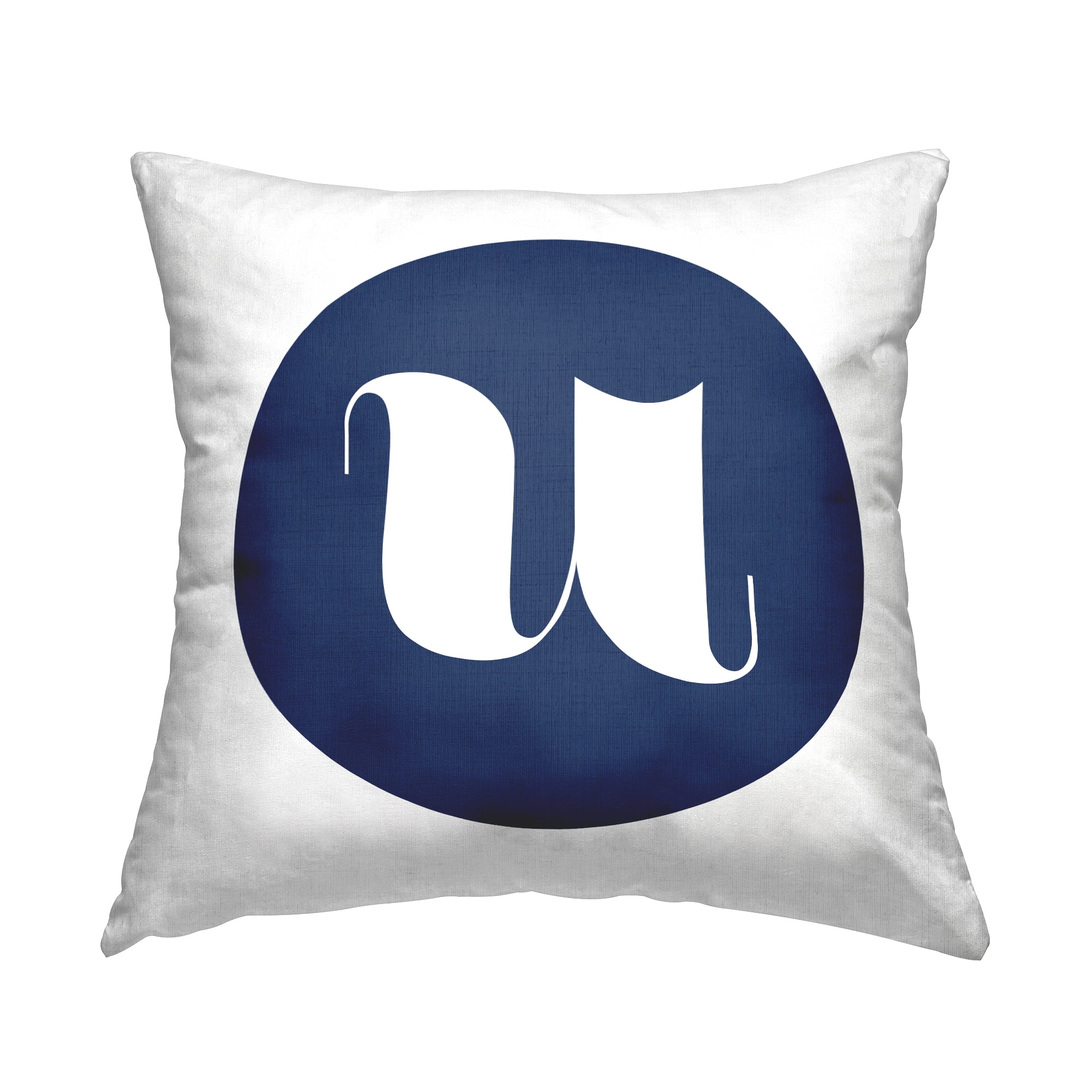 Stupell Industries Blue Circle Letter U Square Decorative Printed Throw Pillow, 18 x 18