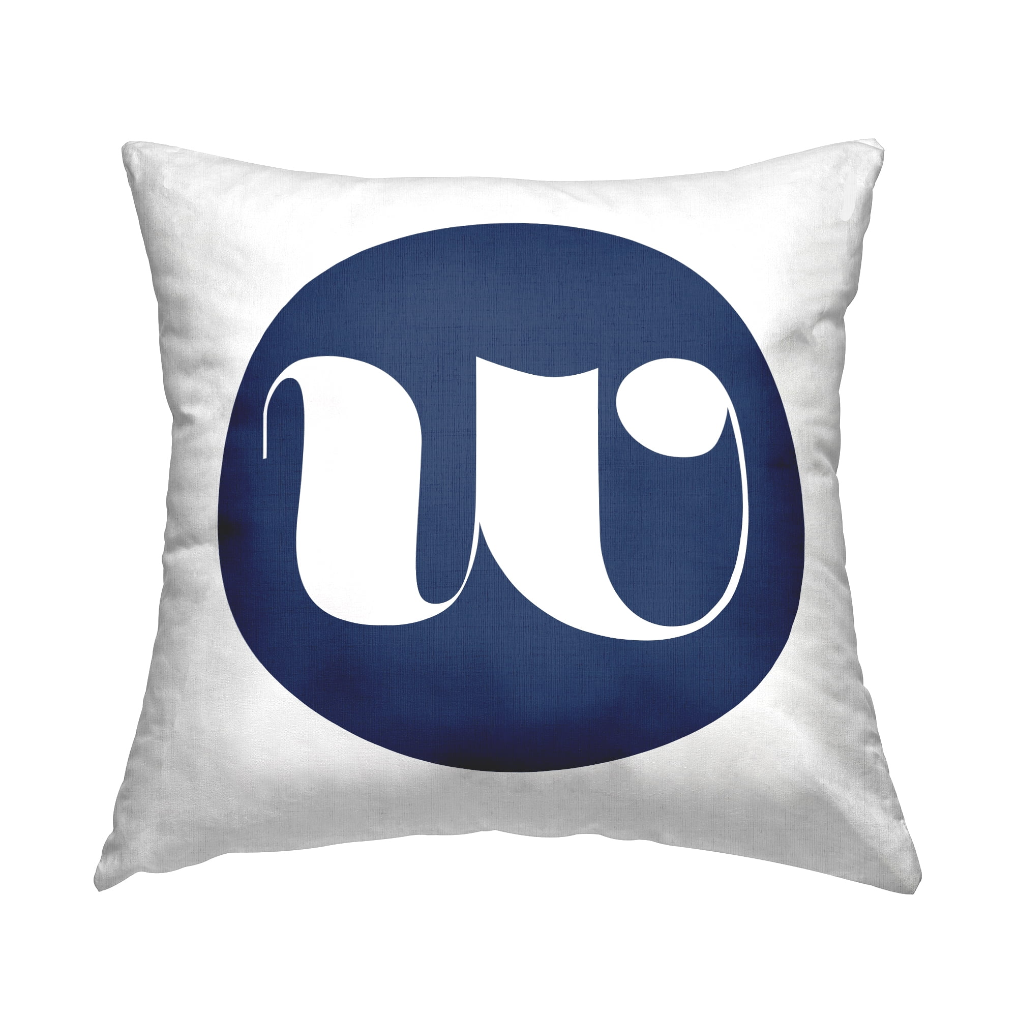 Stupell Industries Blue Circle Letter W Square Decorative Printed Throw Pillow, 18 x 18