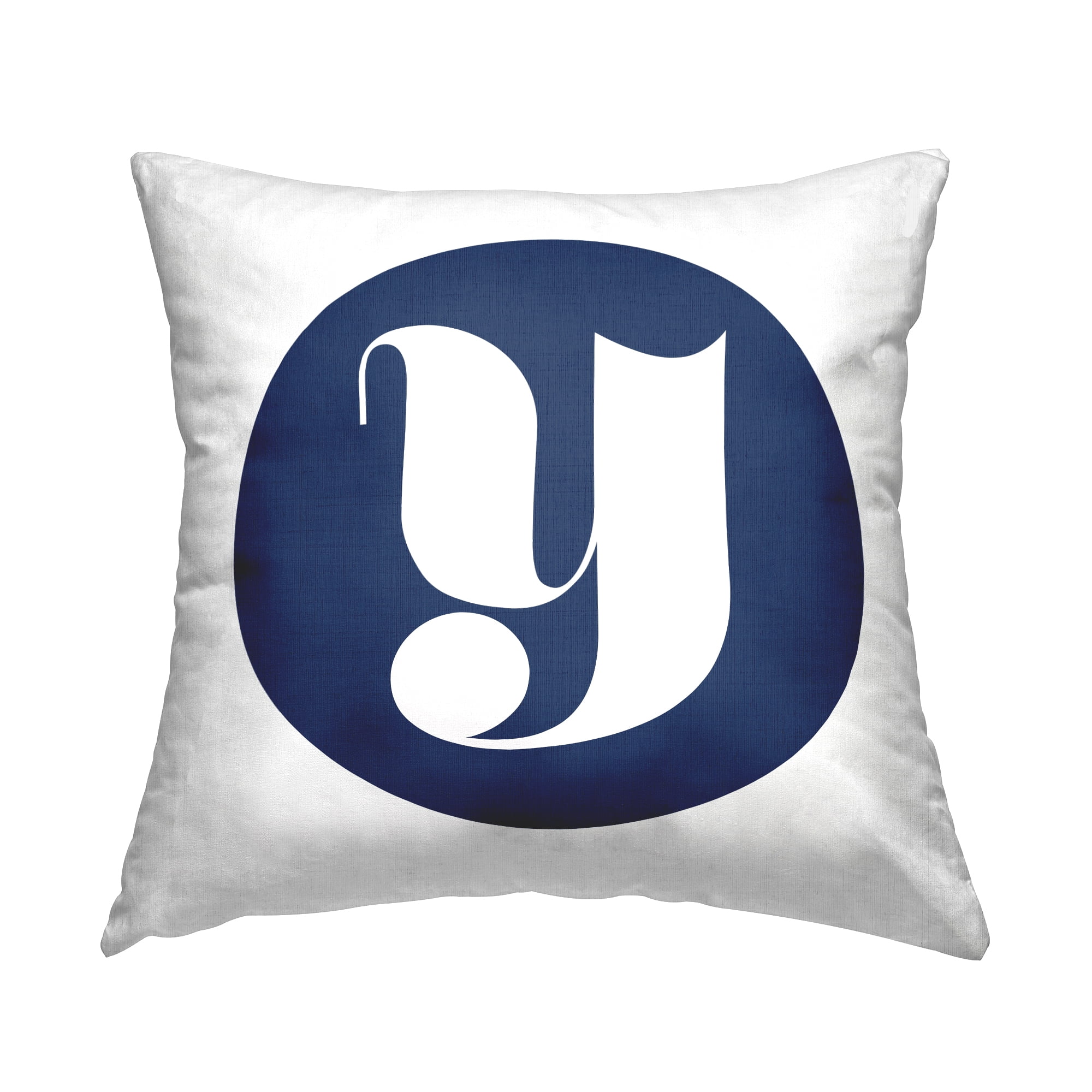 Stupell Industries Blue Circle Letter Y Square Decorative Printed Throw Pillow, 18 x 18