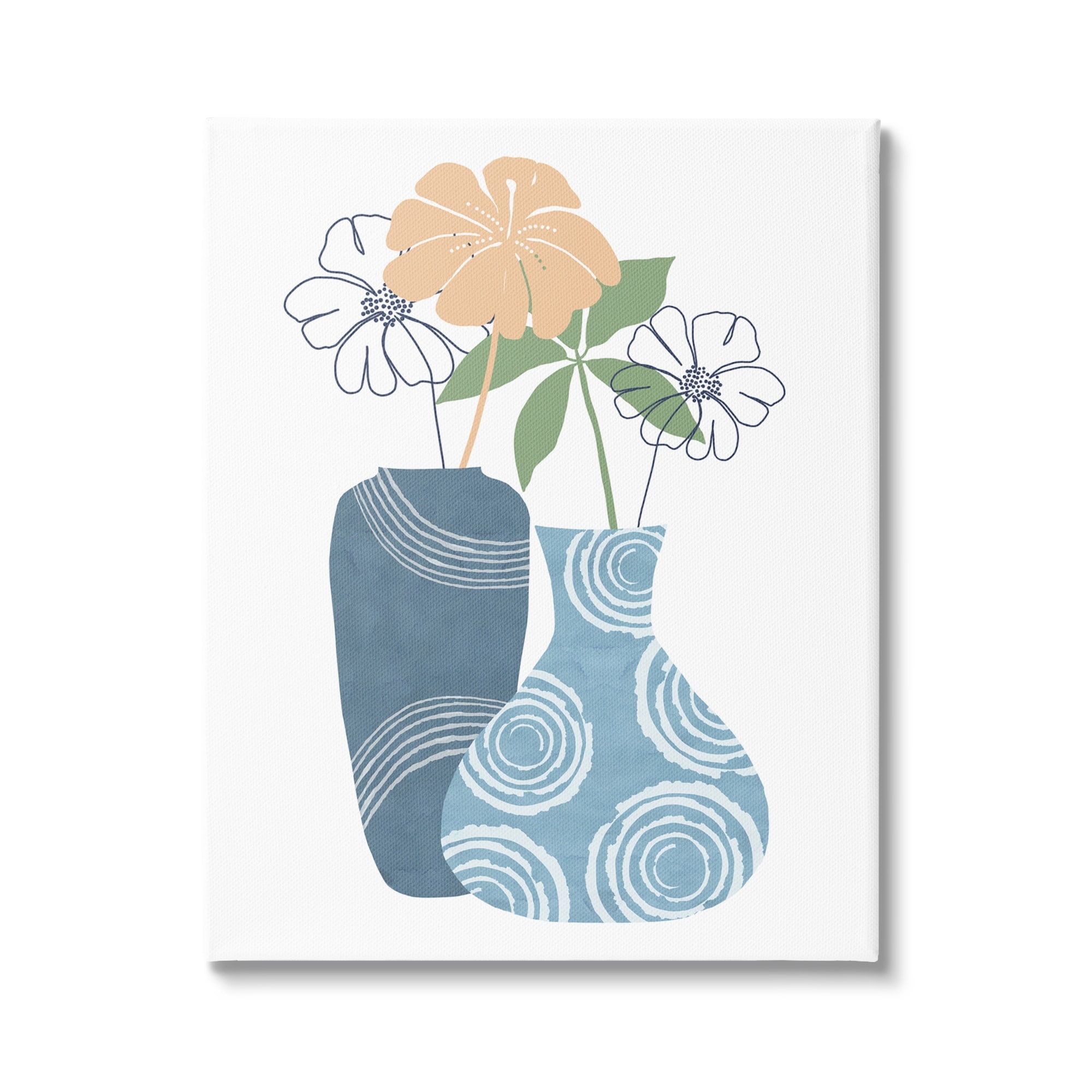 Stupell Industries Blue Circle Pattern Layered Flower Lines Collage Canvas Wall Art, 16 x 20, Design by Nicholas Holman