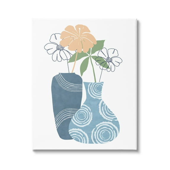 Stupell Industries Blue Circle Pattern Layered Flower Lines Collage Canvas Wall Art, 30 x 40, Design by Nicholas Holman