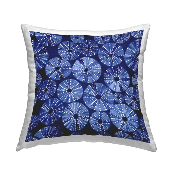 Stupell Industries Blue Circular Sea Urchins Pattern Square Decorative Printed Throw Pillow, 18 x 18,
