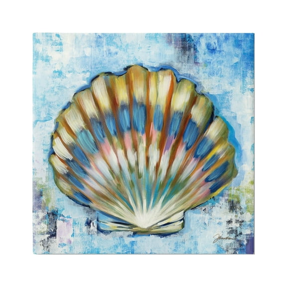 Stupell Industries Blue Clam Seashell Animals & Insects Painting Gallery Wrapped Canvas Print Wall Art, 36 x 36