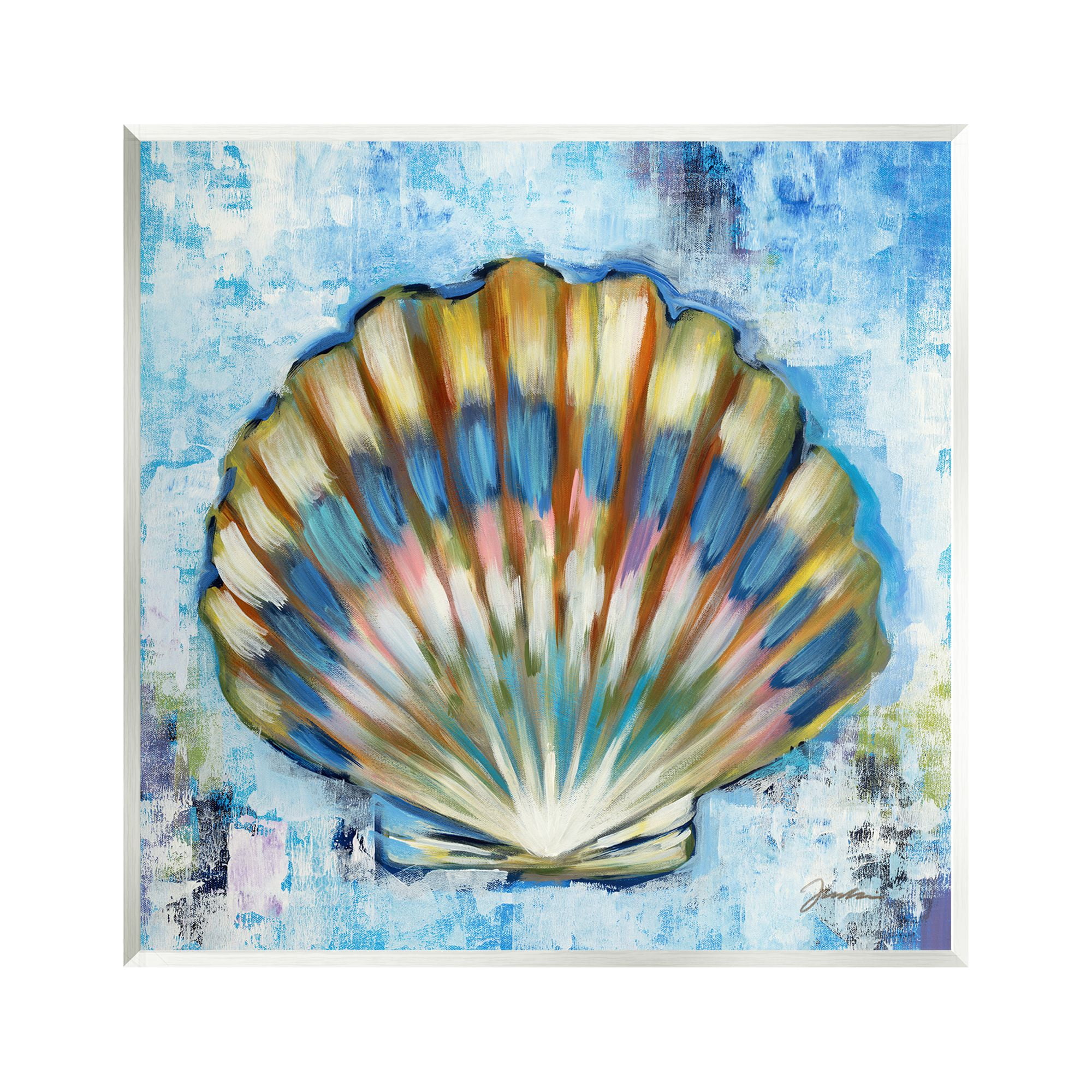 Stupell Industries Blue Clam Seashell Animals & Insects Painting Unframed Art Print Wall Art, 12 x 12