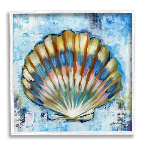 Stupell Industries Blue Clam Seashell Animals & Insects Painting White Framed Art Print Wall Art, 24 x 24