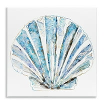 Stupell Industries Blue Clam Shell Coastal Painting Unframed Art Print Wall Art, 12 x 12