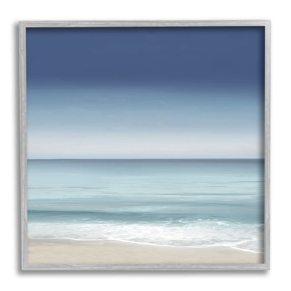 Stupell Industries Blue Coastal Gradient Sky Nature Painting Gray Framed Art Print Wall Art, 17 x 17