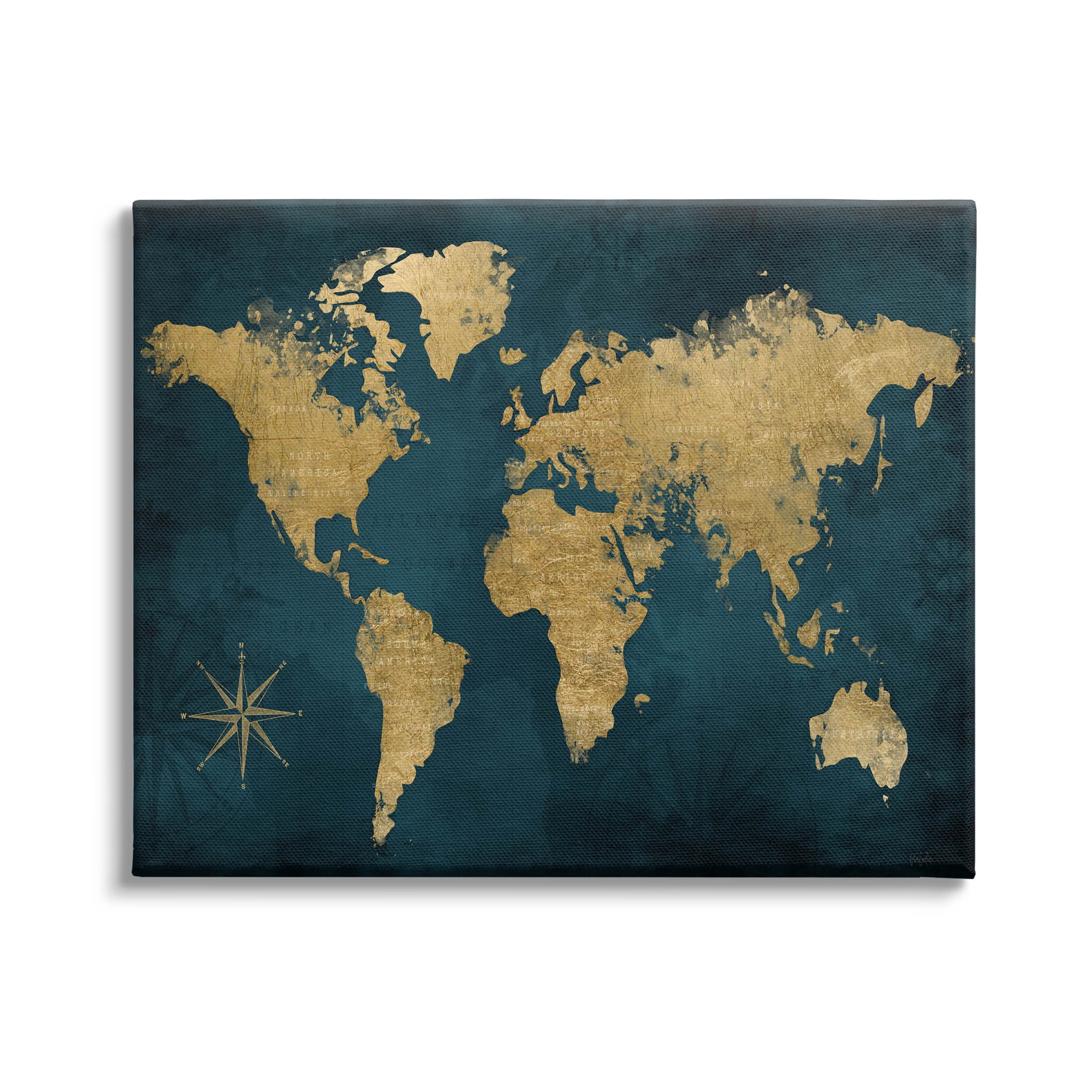 Stupell Industries Blue Compass Pattern Map Graphic Art Gallery Wrapped Canvas Print Wall Art, Design by Natalie Carpentieri