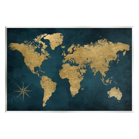 Stupell Industries Blue Compass Pattern Map Graphic Art Unframed Art Print Wall Art, Design by Natalie Carpentieri