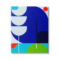 Stupell Industries Blue Contemporary Shapes Abstract Painting Gallery Wrapped Canvas Art Print Wall Art, 16 x 20