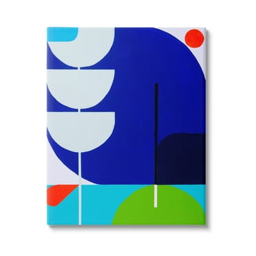Stupell Industries Blue Contemporary Shapes Abstract Painting Gallery Wrapped Canvas Art Print Wall Art, 16 x 20