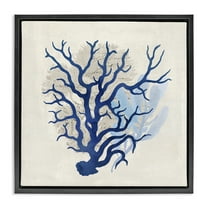 Stupell Industries Blue Coral Branches Nautical & Beach Painting Black Floater Framed Canvas Art Print Wall Art, 18 x 18