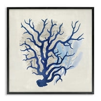 Stupell Industries Blue Coral Branches Nautical & Beach Painting Black Framed Art Print Wall Art, 12 x 12