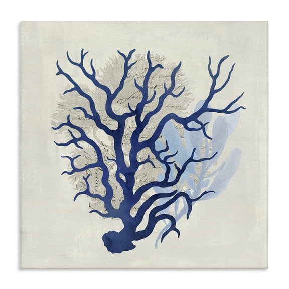 Stupell Industries Blue Coral Branches Nautical & Beach Painting Wrapped Canvas Art Print Wall Art, 17 x 17