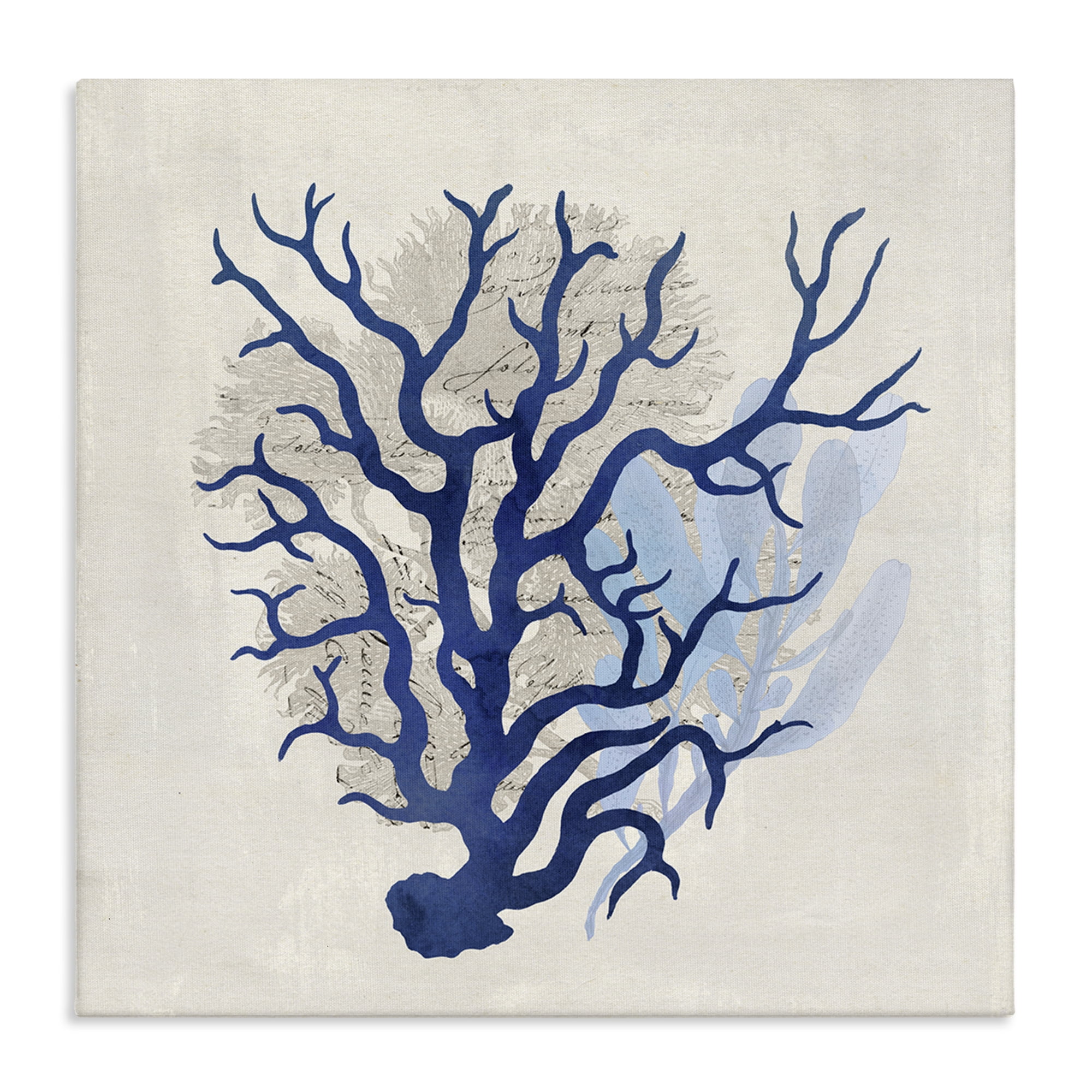 Stupell Industries Blue Coral Branches Nautical & Beach Painting Wrapped Canvas Art Print Wall Art, 24 x 24