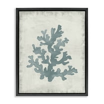 Stupell Industries Blue Coral Form Nautical & Beach Painting Black Floater Framed Canvas Art Print Wall Art, 17 x 21