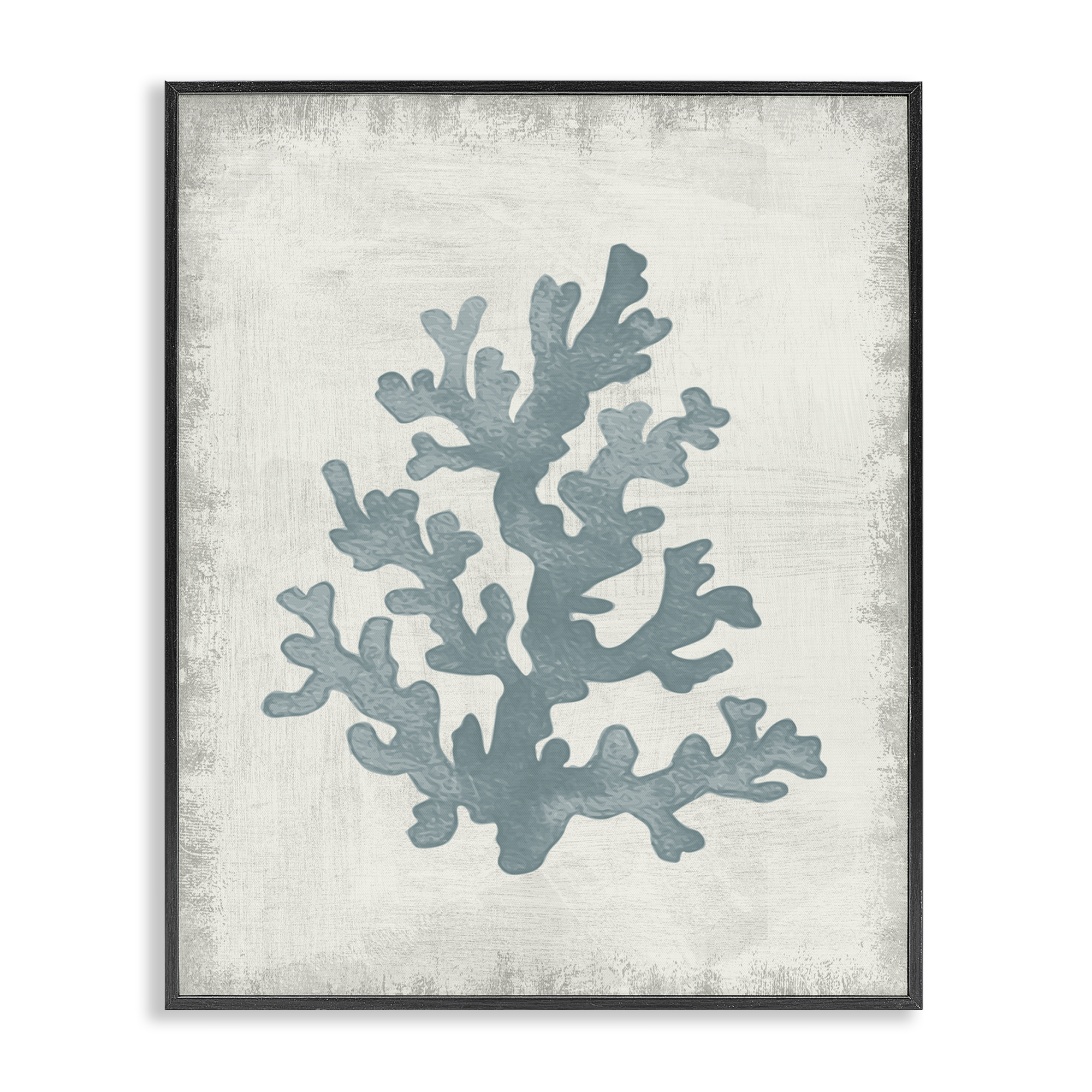 Stupell Industries Blue Coral Form Nautical & Beach Painting Black Framed Art Print Wall Art, 24 x 30