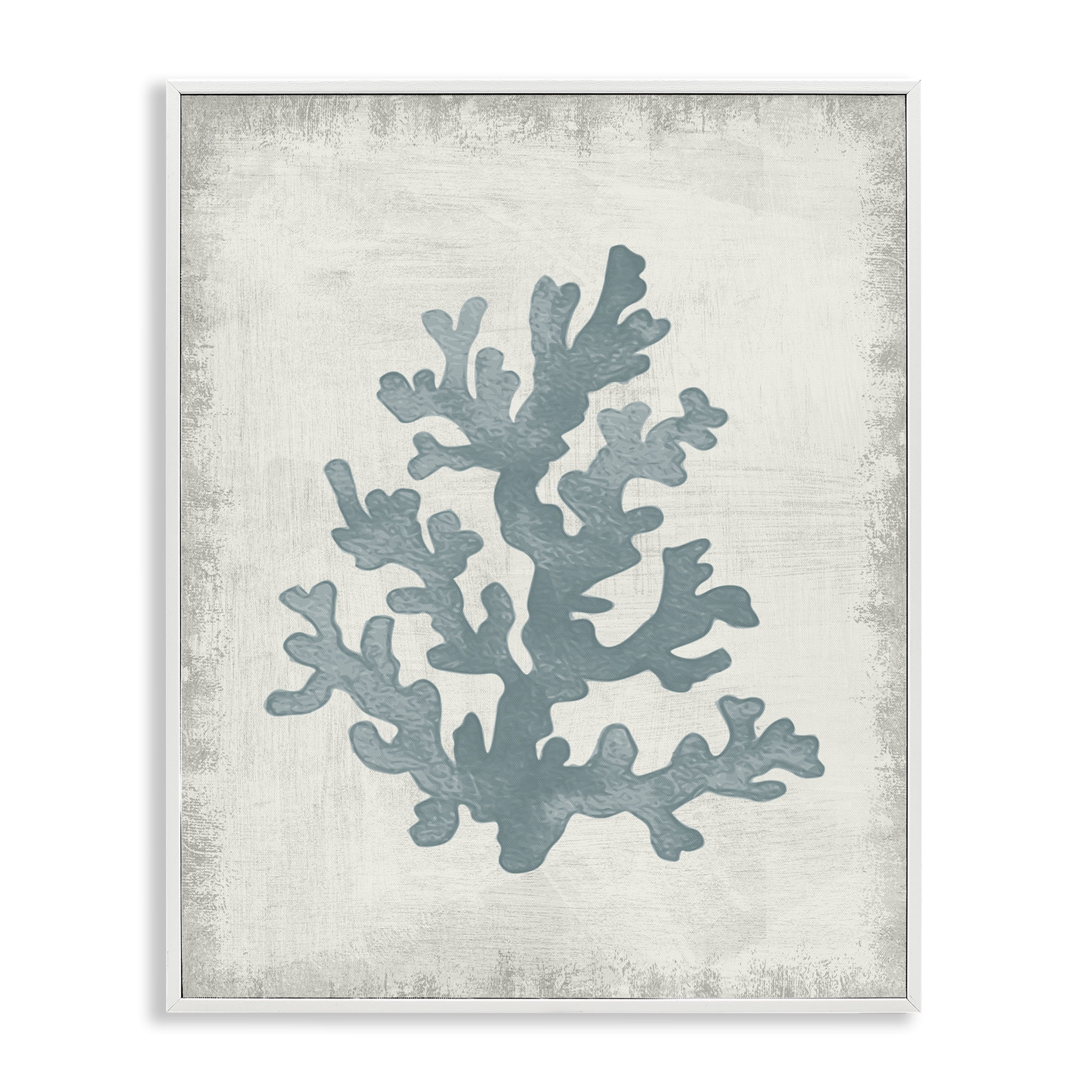 Stupell Industries Blue Coral Form Nautical & Beach Painting White Framed Art Print Wall Art, 11 x 14