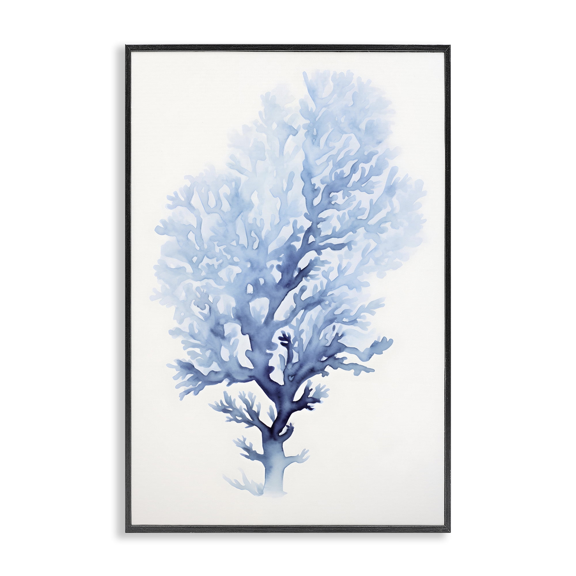 Stupell Industries Blue Coral Impression Animals & Insects Painting Black Framed Art Print Wall Art, 16 x 24