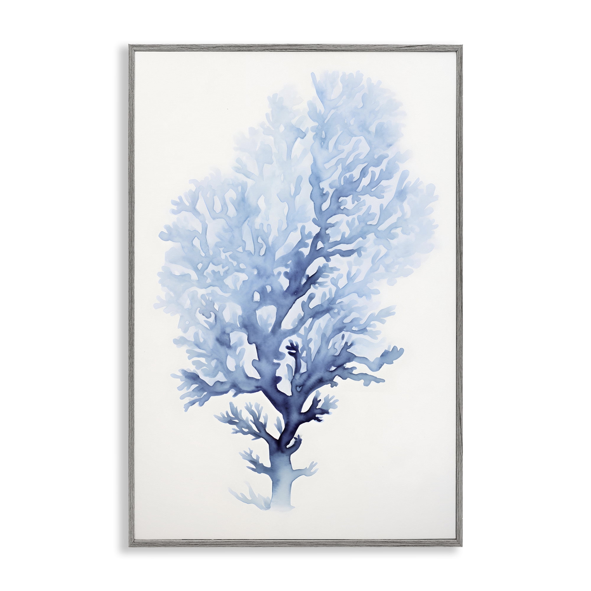 Stupell Industries Blue Coral Impression Animals & Insects Painting Gray Framed Art Print Wall Art, 16 x 24