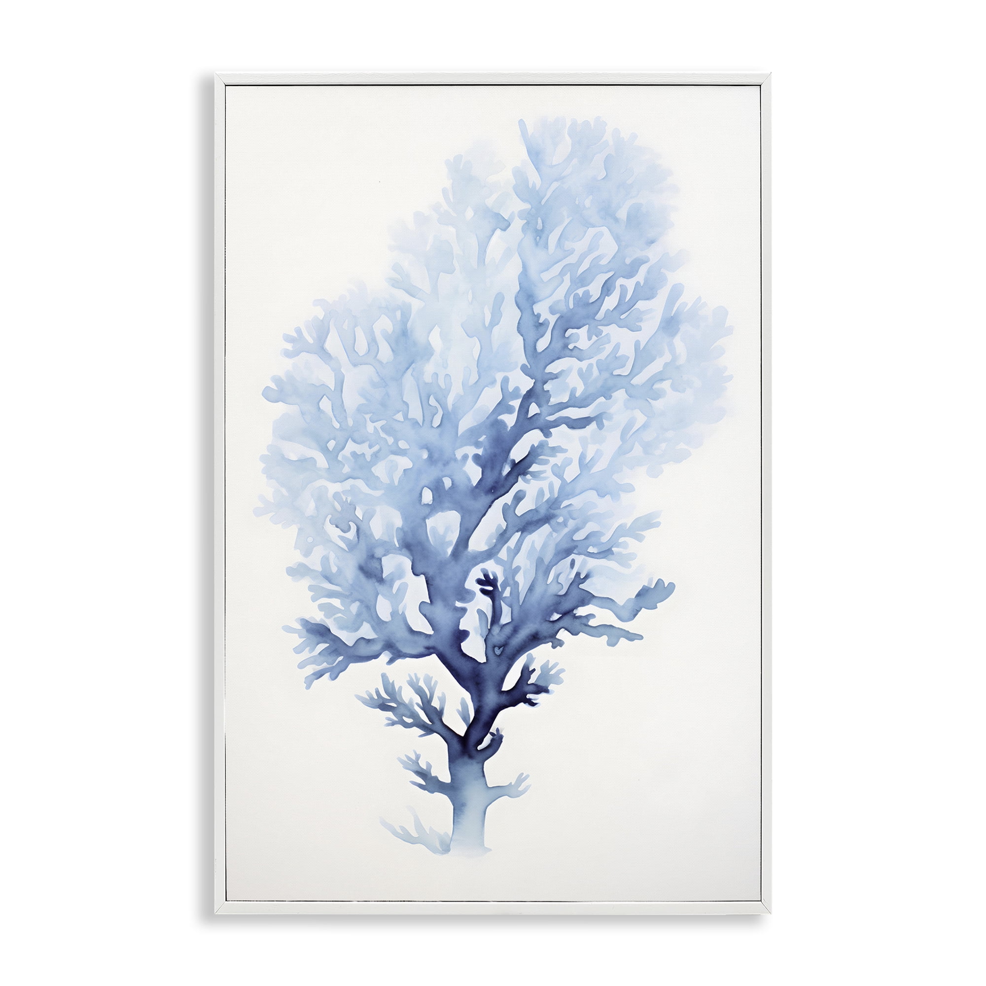 Stupell Industries Blue Coral Impression Animals & Insects Painting White Framed Art Print Wall Art, 16 x 24