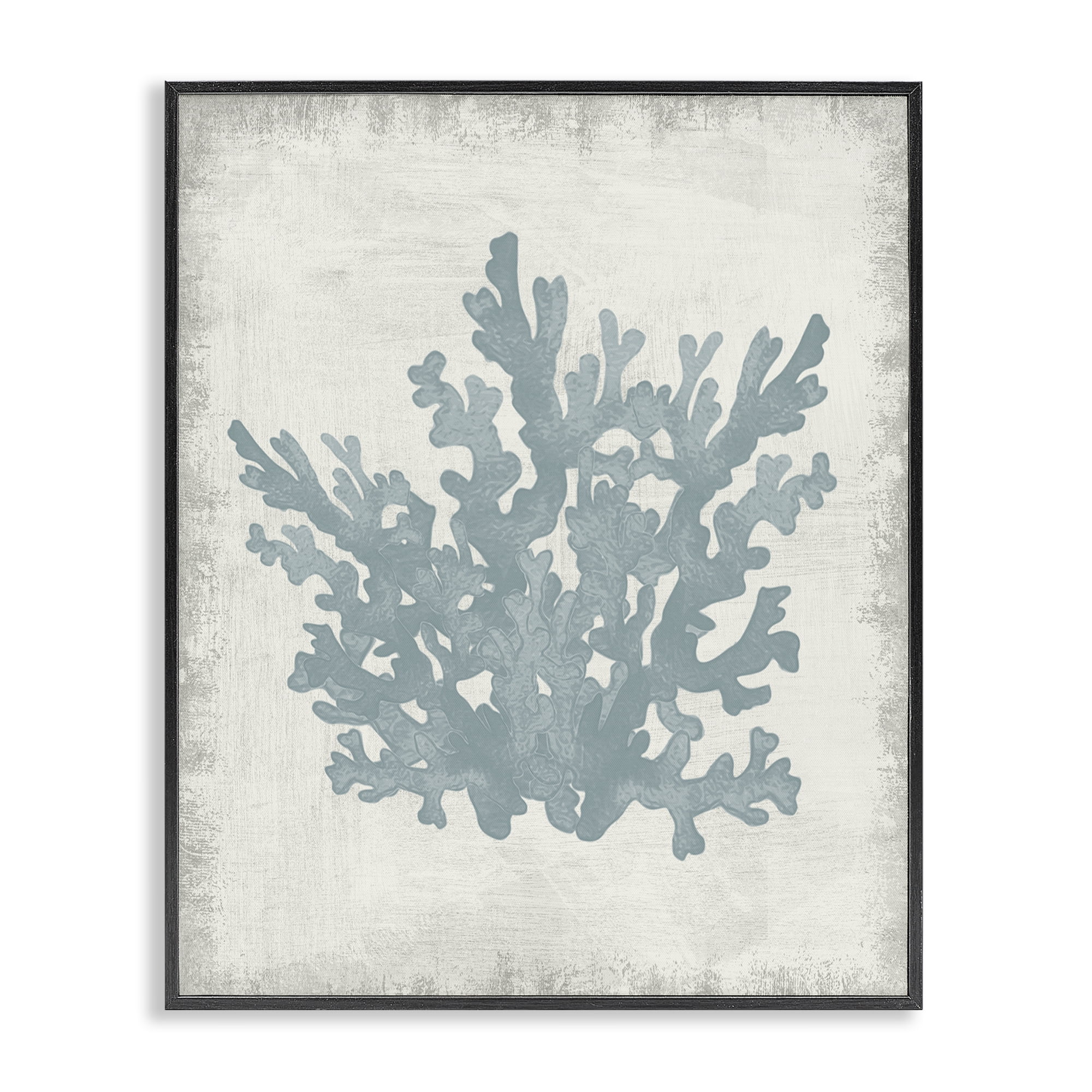 Stupell Industries Blue Coral Silhouette Nautical & Beach Painting Black Framed Art Print Wall Art, 24 x 30