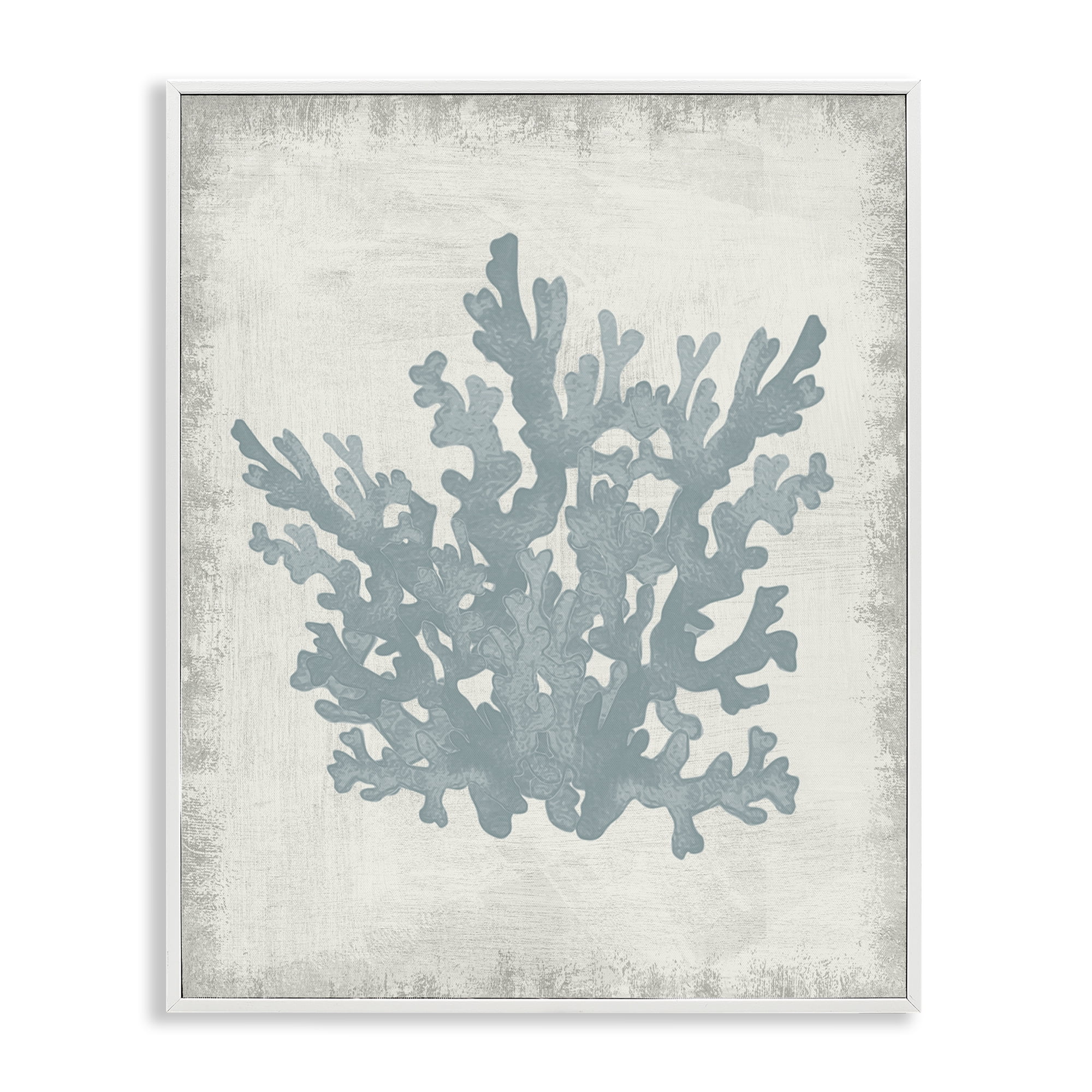 Stupell Industries Blue Coral Silhouette Nautical & Beach Painting White Framed Art Print Wall Art, 24 x 30