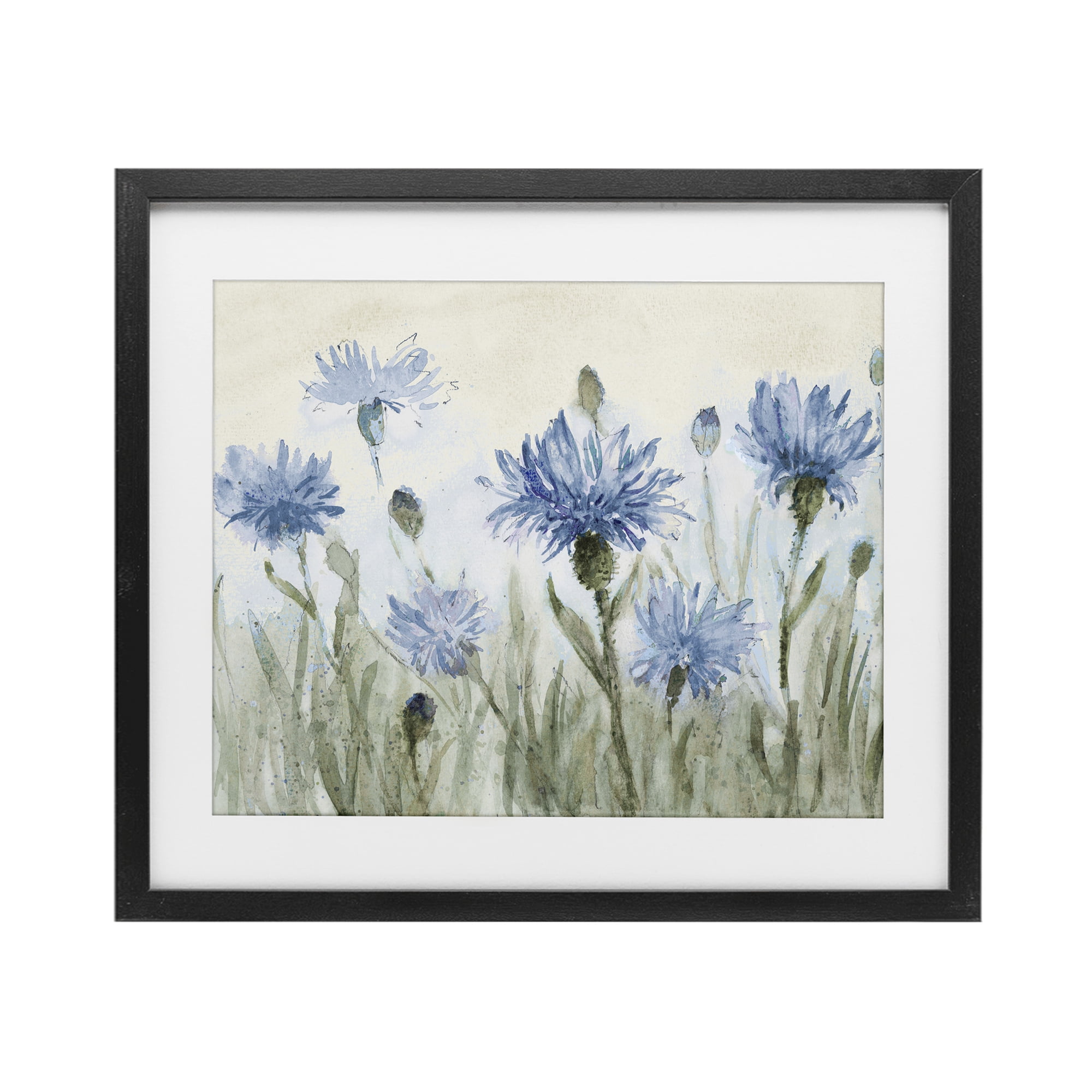 Stupell Industries Blue Cornflowers Meadow Black Framed Print Under Glass, design by Lanie Loreth
