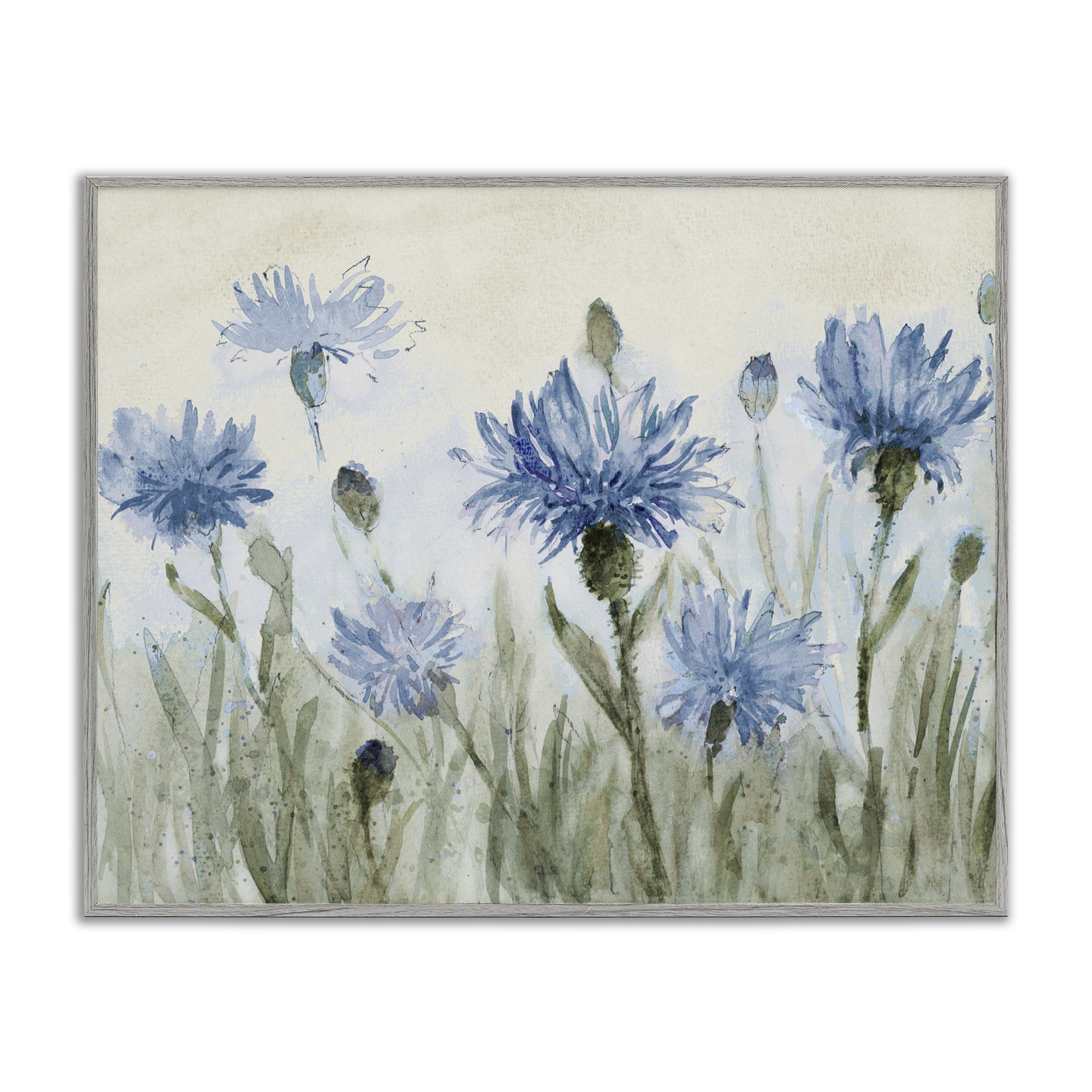 Stupell Industries Blue Cornflowers Meadow Gray Framed Giclee Art, design by Lanie Loreth
