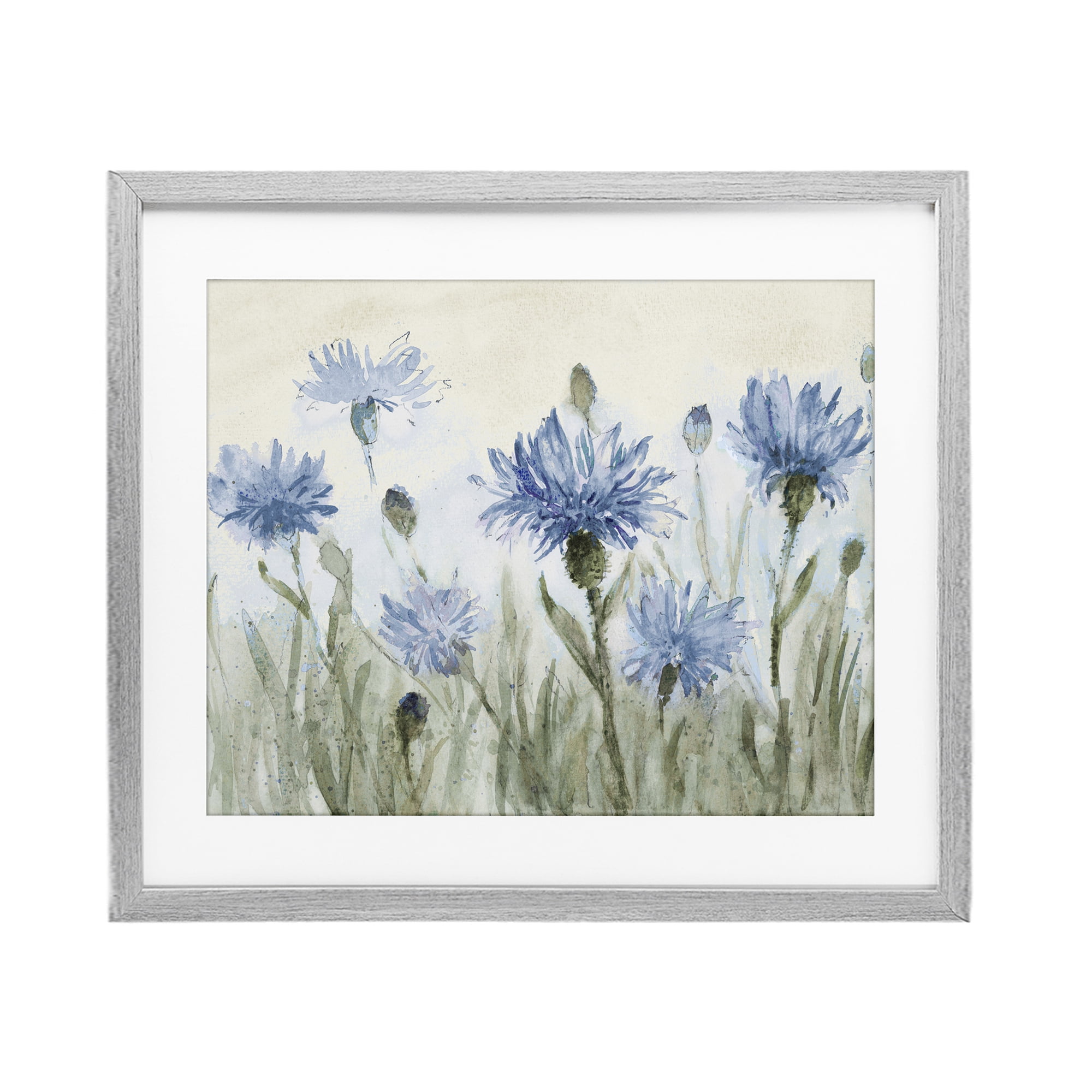 Stupell Industries Blue Cornflowers Meadow Gray Framed Print Under Glass, design by Lanie Loreth