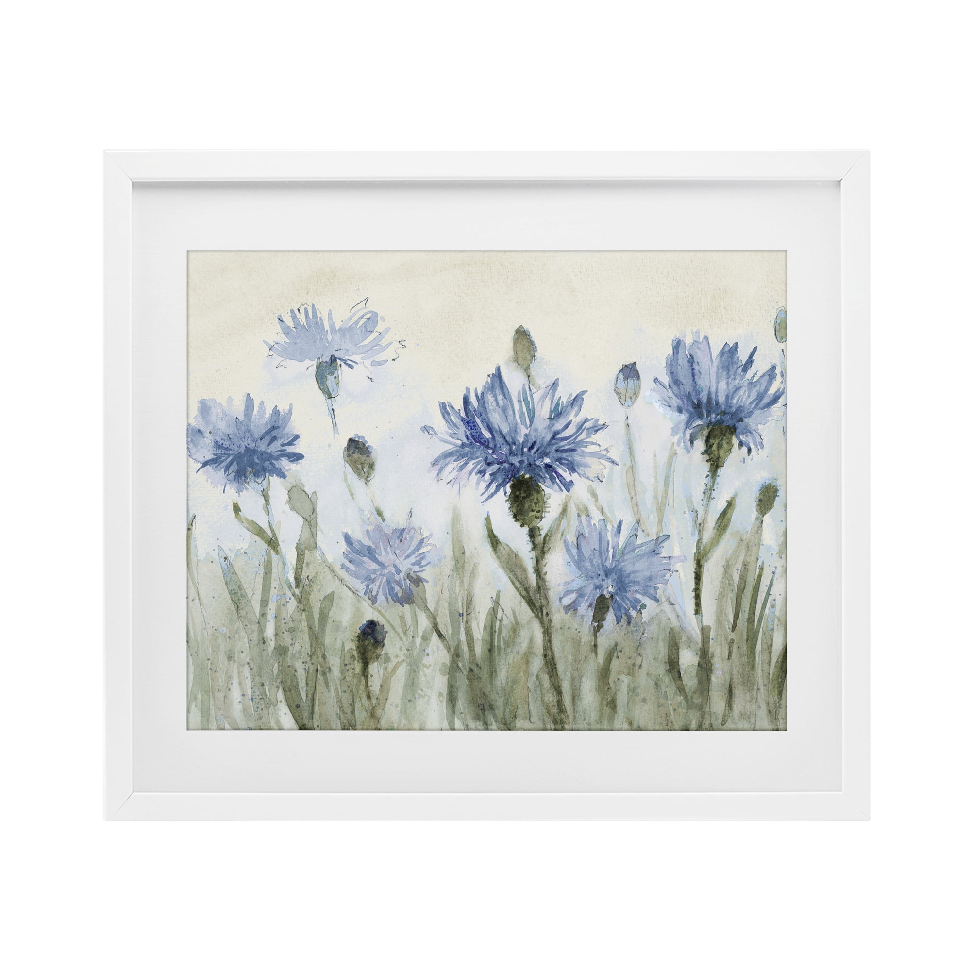 Stupell Industries Blue Cornflowers Meadow White Framed Print Under Glass, design by Lanie Loreth