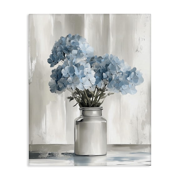 Stupell Industries Blue Cottage Hydrangeas Floral Painting Wrapped Canvas Canvas Art Print Wall Art, 24 x 30