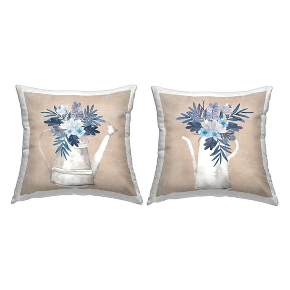 Stupell Industries Blue Country Bouquets Patterned Printed Throw Pillow Design by ND Art (Set of 2)