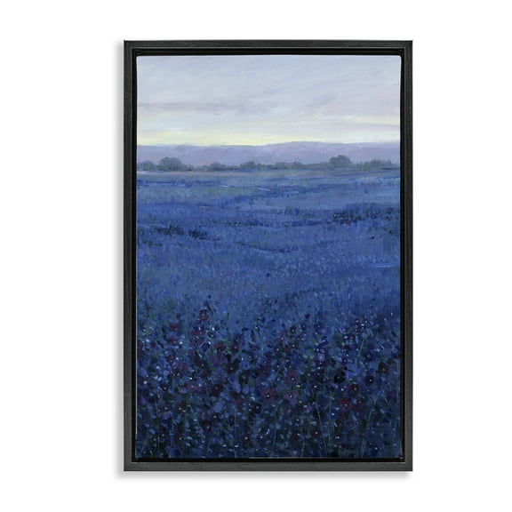 Stupell Industries Blue Country Fields Landscape Painting Black Floater Framed Art Print Wall Art, 17 x 25