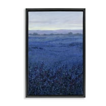 Stupell Industries Blue Country Fields Landscape Painting Black Floater Framed Art Print Wall Art, 17 x 25