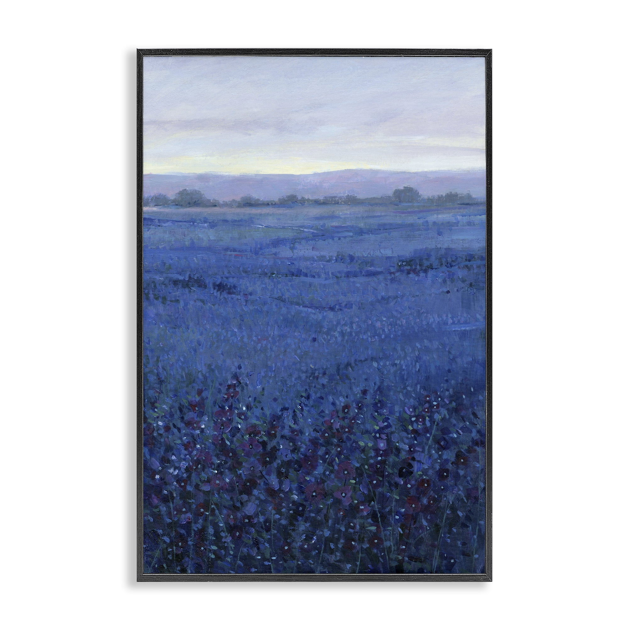 Stupell Industries Blue Country Fields Landscape Painting Black Framed Art Print Wall Art, 20 x 30