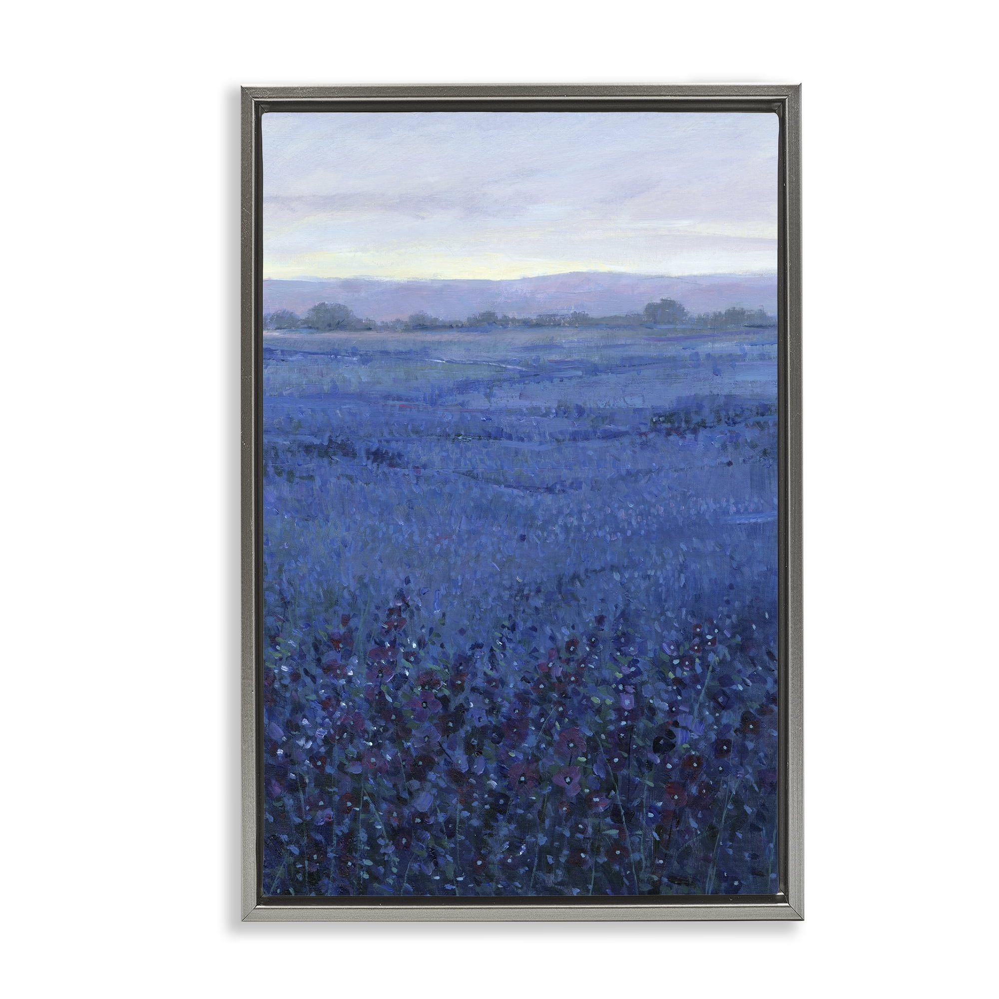 Stupell Industries Blue Country Fields Landscape Painting Gray Floater Framed Art Print Wall Art, 17 x 25