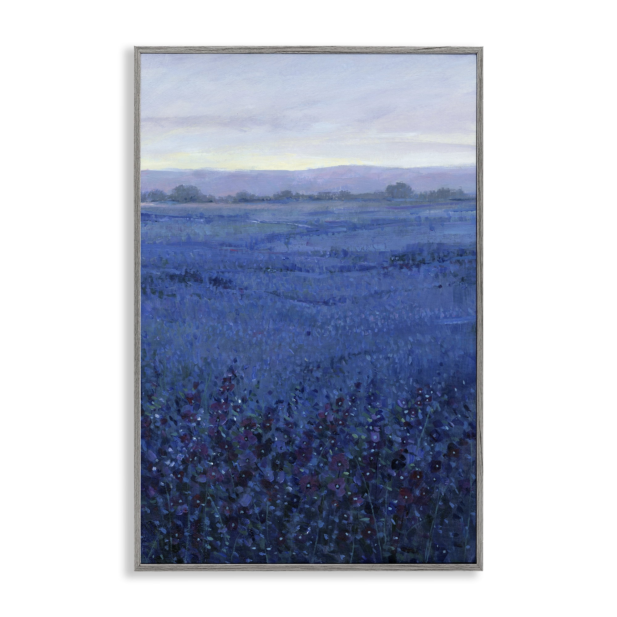Stupell Industries Blue Country Fields Landscape Painting Gray Framed Art Print Wall Art, 20 x 30