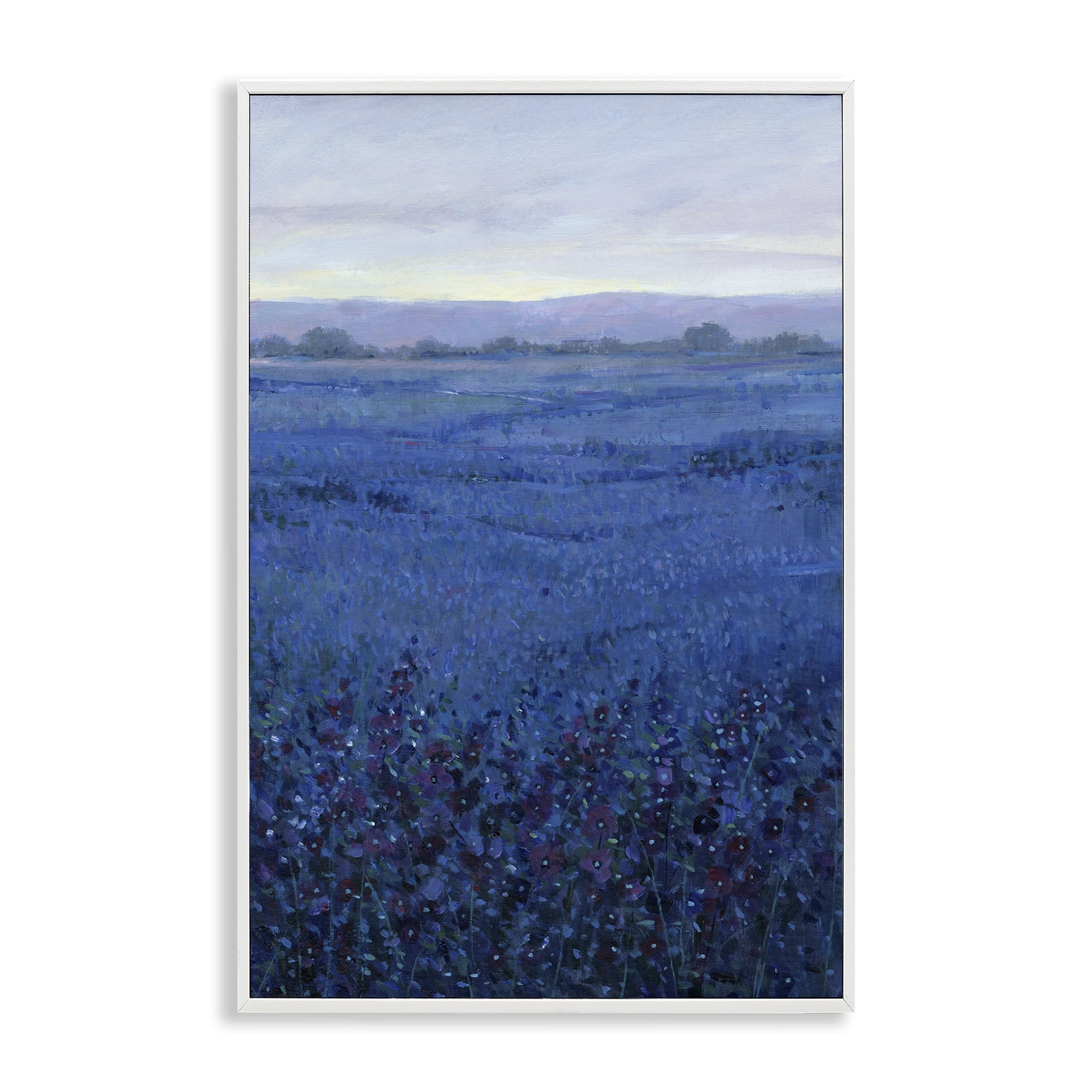 Stupell Industries Blue Country Fields Landscape Painting White Framed Art Print Wall Art, 20 x 30
