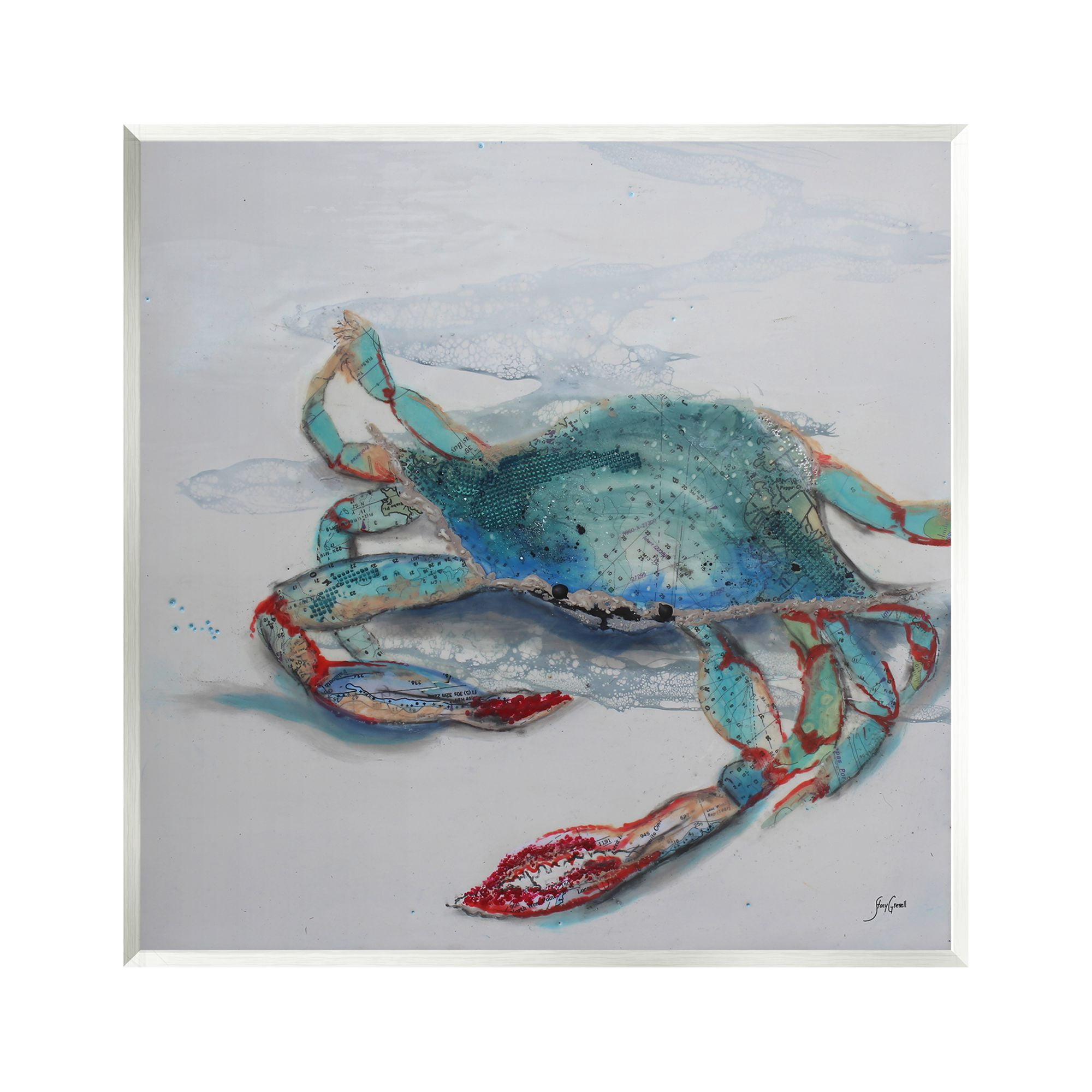 Stupell Industries Blue Crab Abstract Patterns Animals & Insects Painting Unframed Art Print Wall Art, 12 x 12
