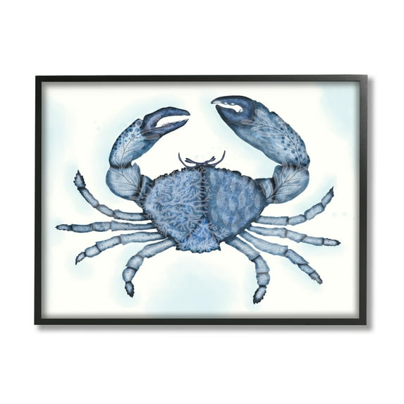 Stupell Industries Blue Crab Claws Sea Life Botanical Pattern Graphic Art Black Framed Art Print Wall Art, Design by Darlene Seale