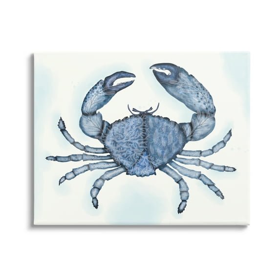 Stupell Industries Blue Crab Claws Sea Life Botanical Pattern Graphic Art Gallery Wrapped Canvas Print Wall Art, Design by Darlene Seale