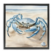 Stupell Industries Blue Crab on Beach Animals & Insects Painting Black Floater Framed Canvas Art Print Wall Art, 18 x 18