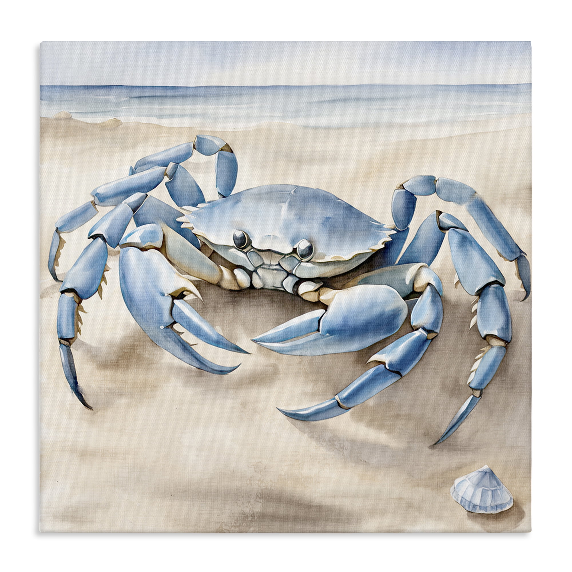 Stupell Industries Blue Crab on Beach Animals & Insects Painting Gallery Wrapped Canvas Art Print Wall Art, 36 x 36