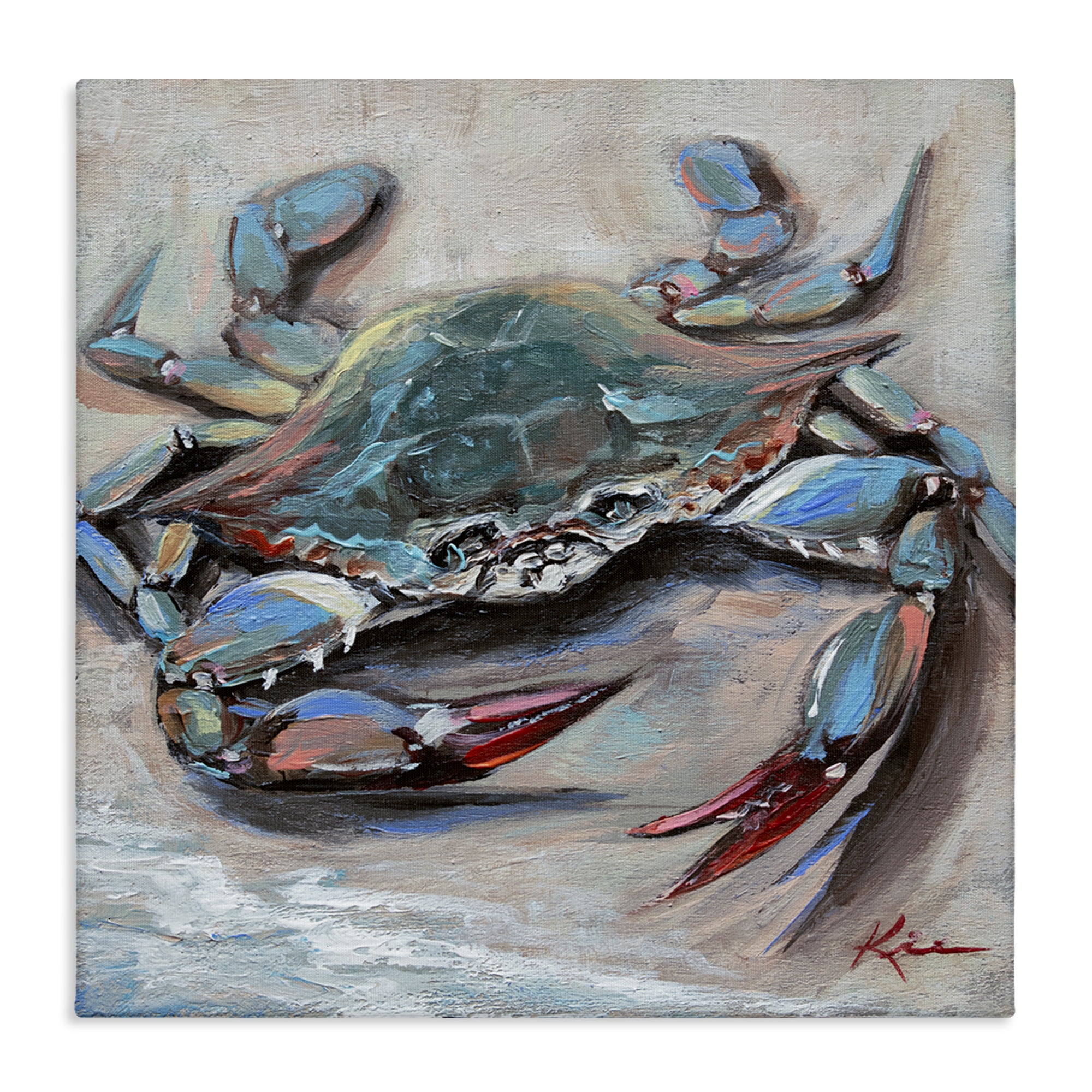 Stupell Industries Blue Crab with Red Claws Nautical & Beach
