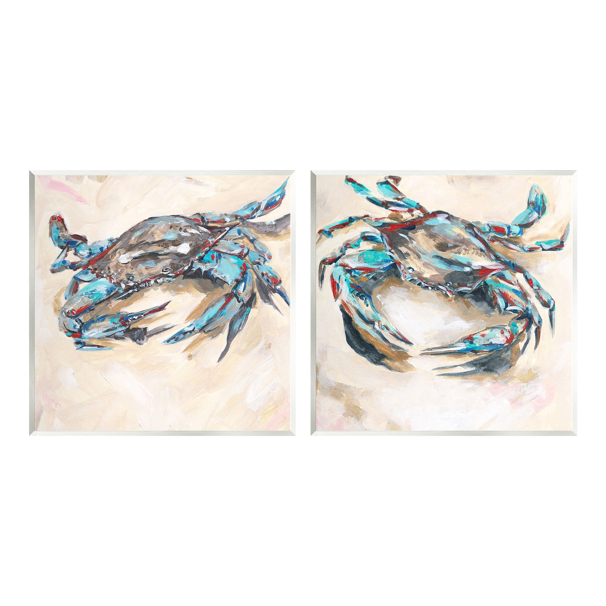 Stupell Industries Blue Crabs on Sand Animals & Insects Painting Unframed Art Print Wall Art, 12 x 12, Set of 2