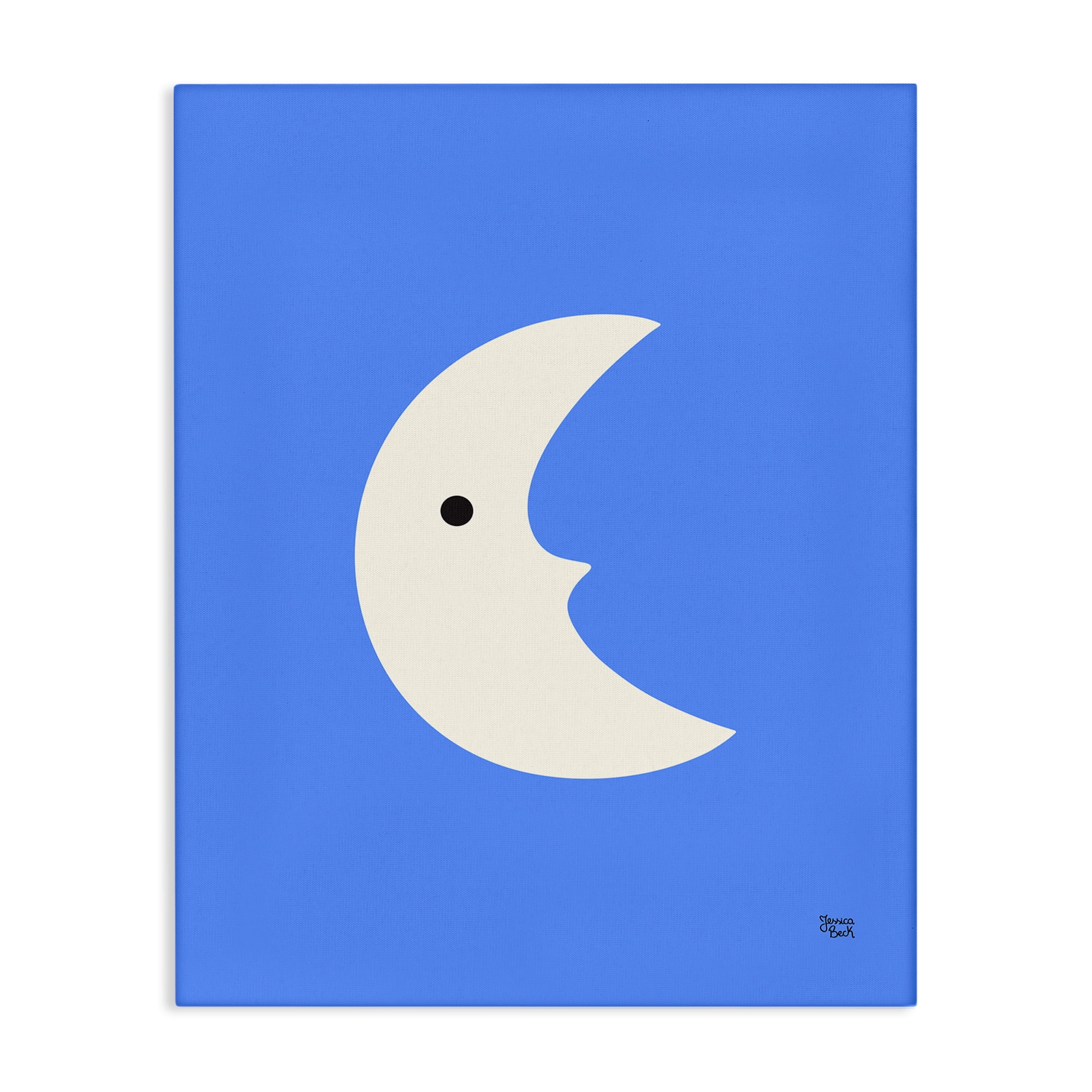 Stupell Industries Blue Crescent Moon Face Landscape & Nature Painting Wrapped Canvas Art Print Wall Art, 16 x 20